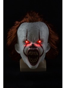 Stephen King's It Clown Headgear Red Hair Eyes Glow Horror Mask