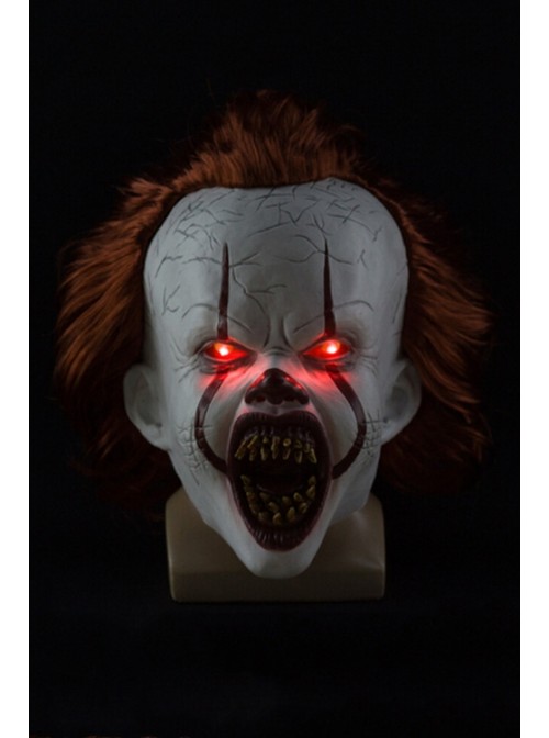 Stephen King's It Clown Headgear Red Hair Eyes Glow Horror Mask