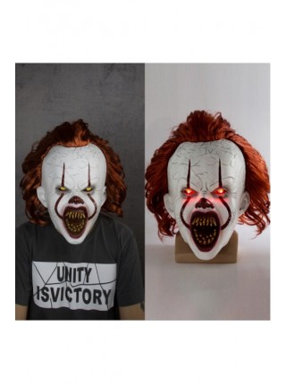 Stephen King's It Clown Headgear Red Hair Eyes Glow Horror Mask