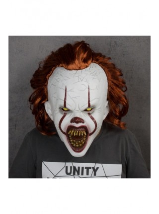 Stephen King's It Clown Headgear Red Hair Eyes Glow Horror Mask