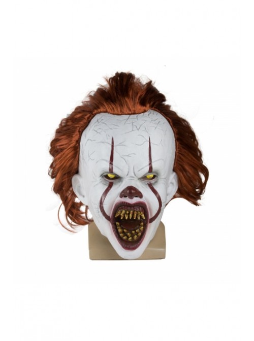 Stephen King's It Clown Headgear Red Hair Eyes Glow Horror Mask