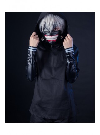 Tokyo Ghoul Ghoul Blackened Jin Muken cosplay battle suit stretch leather 4-piece suit and wig mask