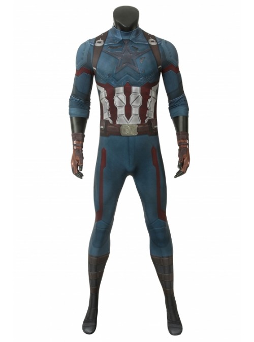 Avengers 3 Infinity War Captain America Steve Rogers Costume Halloween Superhero Cosplay Printing Bodysuit Male