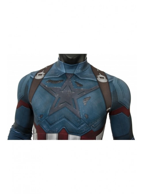 Avengers 3 Infinity War Captain America Steve Rogers Costume Halloween Superhero Cosplay Printing Bodysuit Male