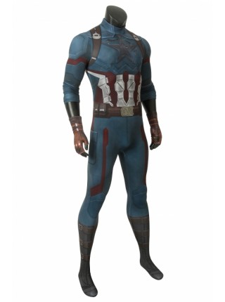 Avengers 3 Infinity War Captain America Steve Rogers Costume Halloween Superhero Cosplay Printing Bodysuit Male