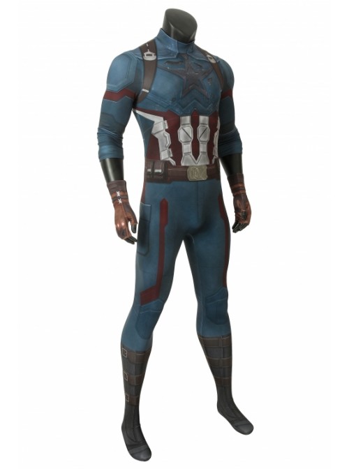 Avengers 3 Infinity War Captain America Steve Rogers Costume Halloween Superhero Cosplay Printing Bodysuit Male