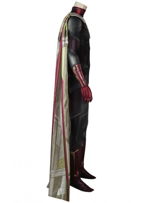 Avengers 3 Infinity War Vision Printing Bodysuit With Cloak Halloween Superhero Cosplay Costume