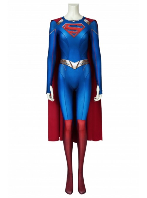 Supergirl Season 5 Kara Zor-El Printing Bodysuit With Cloak Superhero Cosplay Full Body Costume Female