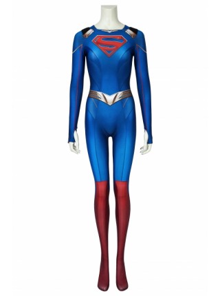 Supergirl Season 5 Kara Zor-El Printing Bodysuit With Cloak Superhero Cosplay Full Body Costume Female