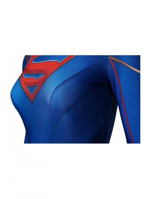 Supergirl Season 5 Kara Zor-El Printing Bodysuit With Cloak Superhero Cosplay Full Body Costume Female