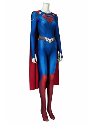 Supergirl Season 5 Kara Zor-El Printing Bodysuit With Cloak Superhero Cosplay Full Body Costume Female