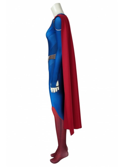 Supergirl Season 5 Kara Zor-El Printing Bodysuit With Cloak Superhero Cosplay Full Body Costume Female