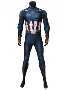 Avengers 3: Infinity War Captain America Steve Rogers Polyester Printing Bodysuit Halloween Cosplay Costume Male