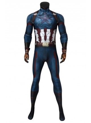 Avengers 3: Infinity War Captain America Steve Rogers Polyester Printing Bodysuit Halloween Cosplay Costume Male