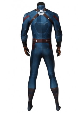 Avengers 3: Infinity War Captain America Steve Rogers Polyester Printing Bodysuit Halloween Cosplay Costume Male