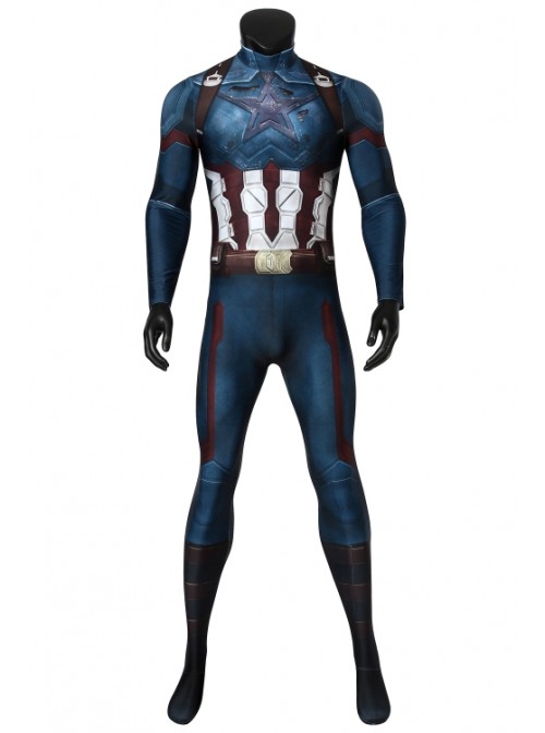 Avengers 3: Infinity War Captain America Steve Rogers Polyester Printing Bodysuit Halloween Cosplay Costume Male