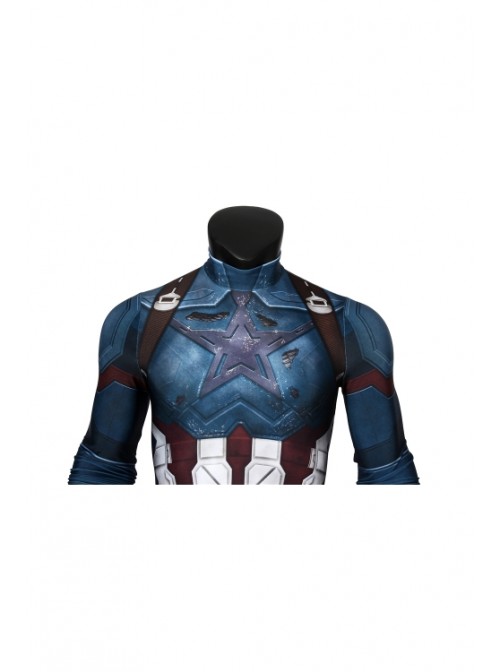 Avengers 3: Infinity War Captain America Steve Rogers Polyester Printing Bodysuit Halloween Cosplay Costume Male