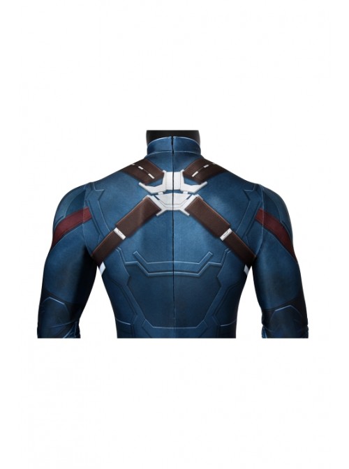 Avengers 3: Infinity War Captain America Steve Rogers Polyester Printing Bodysuit Halloween Cosplay Costume Male