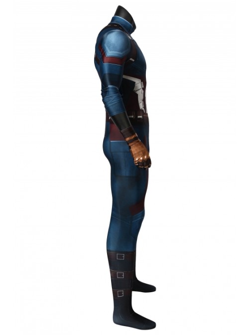 Avengers 3: Infinity War Captain America Steve Rogers Polyester Printing Bodysuit Halloween Cosplay Costume Male