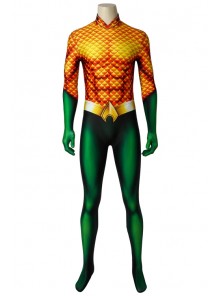 Movie Aquaman Arthur Curry Polyester Printing Version Bodysuit Halloween Cosplay Costume Male