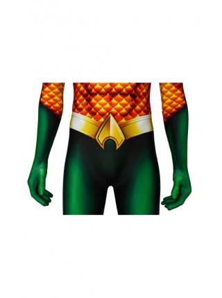 Movie Aquaman Arthur Curry Polyester Printing Version Bodysuit Halloween Cosplay Costume Male