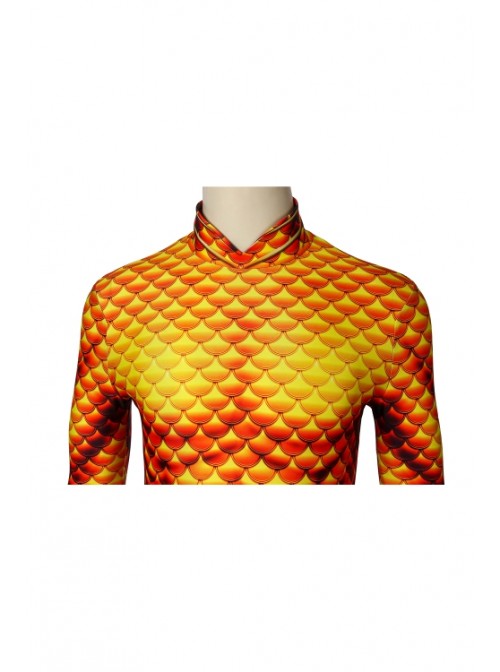 Movie Aquaman Arthur Curry Polyester Printing Version Bodysuit Halloween Cosplay Costume Male