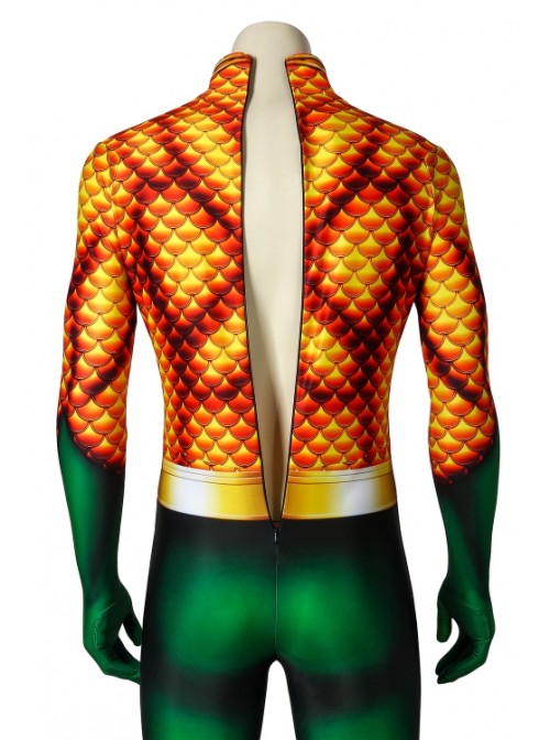 Movie Aquaman Arthur Curry Polyester Printing Version Bodysuit Halloween Cosplay Costume Male