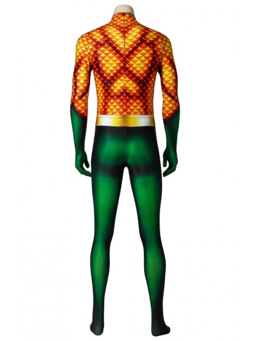 Movie Aquaman Arthur Curry Polyester Printing Version Bodysuit Halloween Cosplay Costume Male