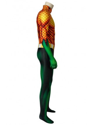 Movie Aquaman Arthur Curry Polyester Printing Version Bodysuit Halloween Cosplay Costume Male