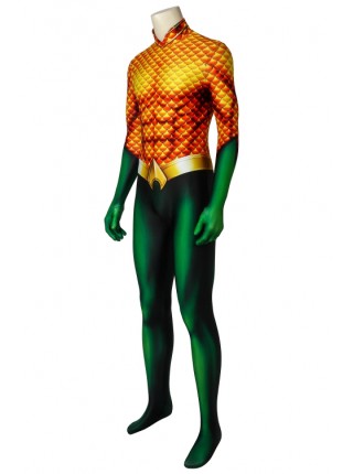 Movie Aquaman Arthur Curry Polyester Printing Version Bodysuit Halloween Cosplay Costume Male