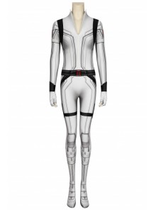 Black Widow Independent Film Natasha Romanoff White Uniform Printing Version Bodysuit Halloween Cosplay Costume