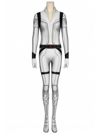 Black Widow Independent Film Natasha Romanoff White Uniform Printing Version Bodysuit Halloween Cosplay Costume