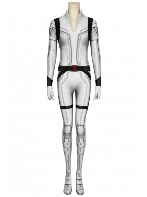 Black Widow Independent Film Natasha Romanoff White Uniform Printing Version Bodysuit Halloween Cosplay Costume