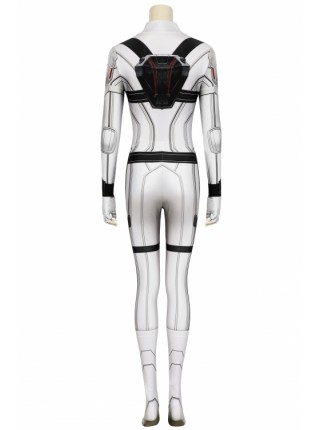 Black Widow Independent Film Natasha Romanoff White Uniform Printing Version Bodysuit Halloween Cosplay Costume