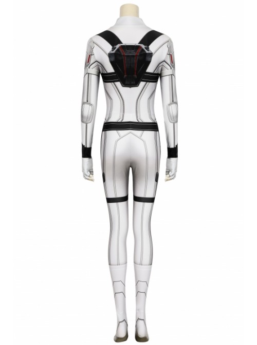 Black Widow Independent Film Natasha Romanoff White Uniform Printing Version Bodysuit Halloween Cosplay Costume