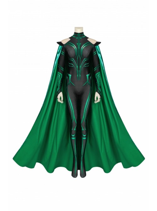 Thor 3: Ragnarok Goddess Of Death Hela Bodysuit With Cloak Halloween Cosplay Costume