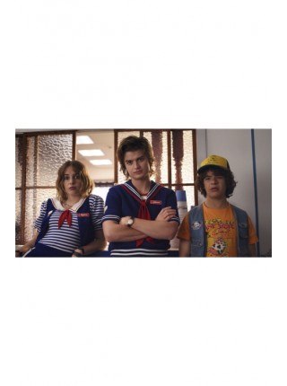 Stranger Things 3 The same short T-sleeve shirt, striped shirt, shop assistant uniform