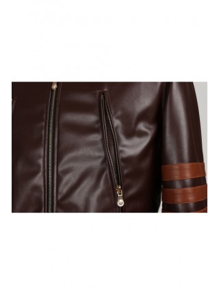 X-Men Wolverine Brown PU Leather Jacket Halloween Cosplay Costume