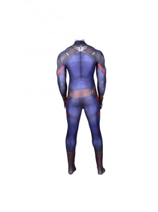 Captain America Fish Scale Skinny One-piece Suit Men's Costume