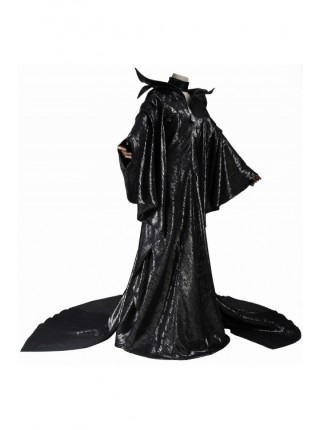 Movie Maleficent Black Long Dress Halloween Cosplay Costume