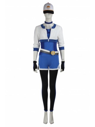 Game Pokemon Go Female Trainer Blue Bodysuit Set Halloween Cosplay Costume