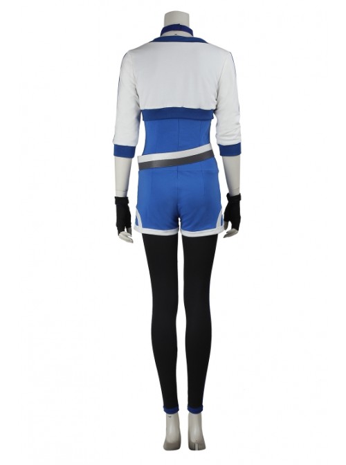 Game Pokemon Go Female Trainer Blue Bodysuit Set Halloween Cosplay Costume