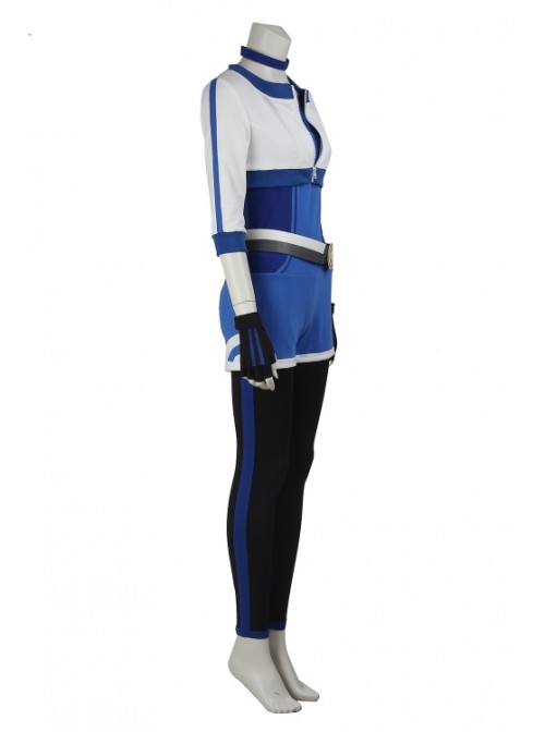 Game Pokemon Go Female Trainer Blue Bodysuit Set Halloween Cosplay Costume