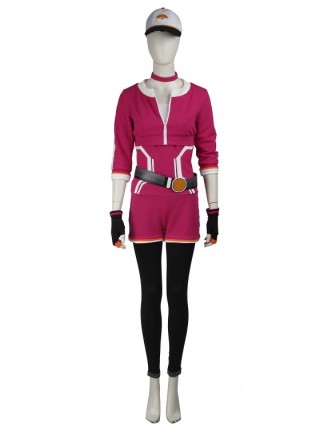 Game Pokemon Go Female Trainer Rose Red Bodysuit Set Halloween Cosplay Costume