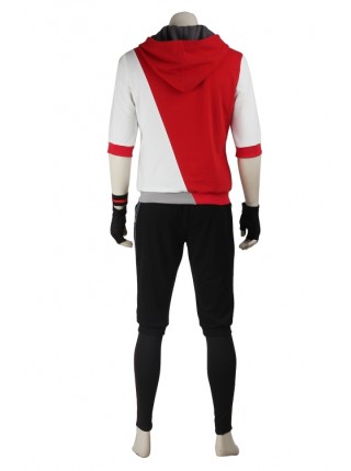 Game Pokemon Go Male Trainer Red Hoodies Set Halloween Cosplay Costume