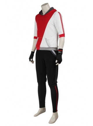 Game Pokemon Go Male Trainer Red Hoodies Set Halloween Cosplay Costume