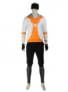 Game Pokemon Go Male Trainer Orange Hoodies Set Halloween Cosplay Costume