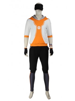 Game Pokemon Go Male Trainer Orange Hoodies Set Halloween Cosplay Costume