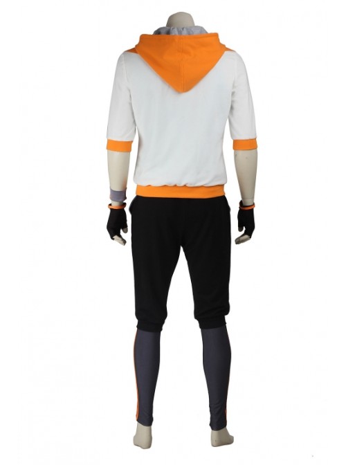 Game Pokemon Go Male Trainer Orange Hoodies Set Halloween Cosplay Costume