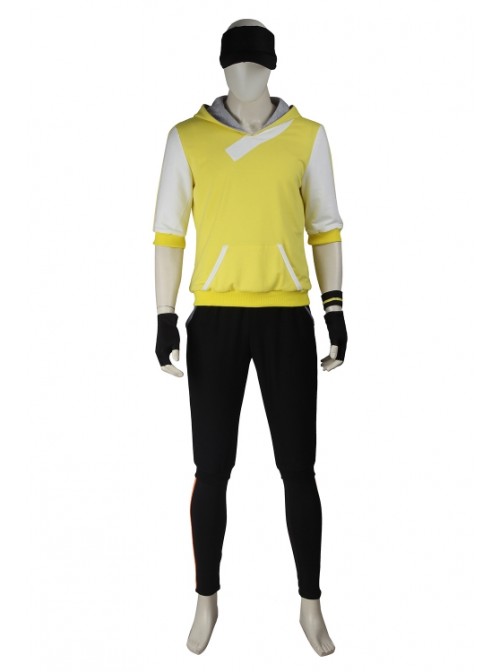 Game Pokemon Go Male Trainer Yellow Hoodies Set Halloween Cosplay Costume